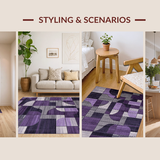 Ultra Soft Area Rug, Non Slip, Stain Resistant, Washable Area Rugs for Living Room, Bedroom, Chic Symmetrical Pattern Fusion(Purple)