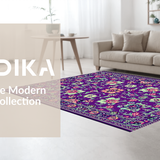 Ultra Soft Area Rug, Non Slip, Stain Resistant, Washable Area Rugs for Living Room, Bedroom, Stylish Vibrant Linear Design(Purple)