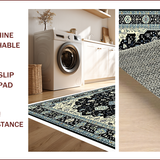 Ultra Soft Area Rug, Non Slip, Stain Resistant, Washable Area Rugs for Living Room, Bedroom, Non-Shedding Vintage Bedroom Area Rug Black Ivory(Black)