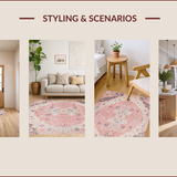 Ultra Soft Area Rug, Non Slip, Stain Resistant, Washable Area Rugs for Living Room, Bedroom, Charming Floral Boho Aesthetic(Pink)