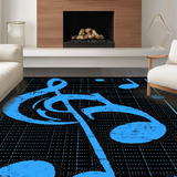 Ultra Soft Area Rug, Non Slip, Stain Resistant, Washable Area Rugs for Living Room, Bedroom, Vibrant Abstract Music Composition(Blue)