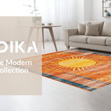 Ultra Soft Area Rug, Non Slip, Stain Resistant, Washable Area Rugs for Living Room, Bedroom, Sophisticated Abstract Warmth Design(Orange)