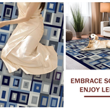 Ultra Soft Area Rug, Non Slip, Stain Resistant, Washable Area Rugs for Living Room, Bedroom, Sleek Abstract Blue Pattern(Gray)