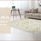 Ultra Soft Area Rug, Non Slip, Stain Resistant, Washable Area Rugs for Living Room, Bedroom, Vintage Floral Distressed Boho(Beige)