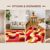 Ultra Soft Area Rug, Non Slip, Stain Resistant, Washable Area Rugs for Living Room, Bedroom, Scandinavian Inspired Bold Patterns(Red)