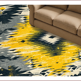 Ultra Soft Area Rug, Non Slip, Stain Resistant, Washable Area Rugs for Living Room, Bedroom, Vintage Tribal Grey and Yellow Living Room Rug(Black)