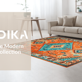 Ultra Soft Area Rug, Non Slip, Stain Resistant, Washable Area Rugs for Living Room, Bedroom, Playful Rustic Diamond Arrangement(Orange)