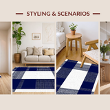 Elegant Minimalist Blue Plaid Design(Blue)