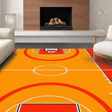 Ultra Soft Area Rug, Non Slip, Stain Resistant, Washable Area Rugs for Living Room, Bedroom, Contemporary Sports Motif Rug(Orange)
