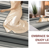 Ultra Soft Area Rug, Non Slip, Stain Resistant, Washable Area Rugs for Living Room, Bedroom, Stylish Striped Rug, Black & White(Black)