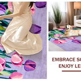 Ultra Soft Area Rug, Non Slip, Stain Resistant, Washable Area Rugs for Living Room, Bedroom, Whimsical Flower Vase Artful Touch(Purple)