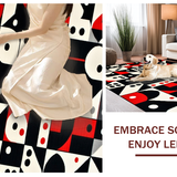 Ultra Soft Area Rug, Non Slip, Stain Resistant, Washable Area Rugs for Living Room, Bedroom, Chic Red and Black Geometry(Black)