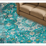 Ultra Soft Area Rug, Non Slip, Stain Resistant, Washable Area Rugs for Living Room, Bedroom, Elegant Distressed Floral Composition(Blue)