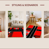 Ultra Soft Area Rug, Non Slip, Stain Resistant, Washable Area Rugs for Living Room, Bedroom, Chic Monochrome Geometric Motif(Red)
