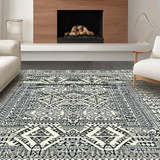 Ultra Soft Area Rug, Non Slip, Stain Resistant, Washable Area Rugs for Living Room, Bedroom, Vibrant Ethnic Diamond Patterns(Gray)