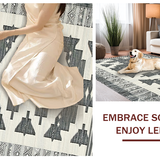 Ultra Soft Area Rug, Non Slip, Stain Resistant, Washable Area Rugs for Living Room, Bedroom, Neutral Toned Geometric Motif(Gray)