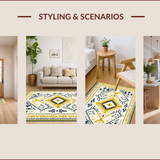 Ultra Soft Area Rug, Non Slip, Stain Resistant, Washable Area Rugs for Living Room, Bedroom, Artistic Boho Geometric Fusion(Yellow)