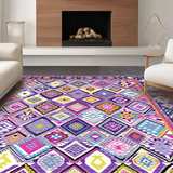 Ultra Soft Area Rug, Non Slip, Stain Resistant, Washable Area Rugs for Living Room, Bedroom, Artful Abstract Mosaic Arrangement(Purple)