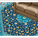 Ultra Soft Area Rug, Non Slip, Stain Resistant, Washable Area Rugs for Living Room, Bedroom, Distressed Blue Vintage Living Room Non-Slip Carpet(Blue)