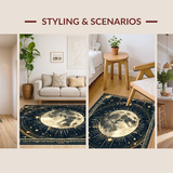Ultra Soft Area Rug, Non Slip, Stain Resistant, Washable Area Rugs for Living Room, Bedroom, Vibrant Esoteric Cosmic Pattern(Black)