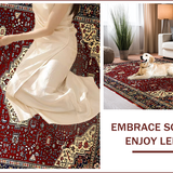 Ultra Soft Area Rug, Non Slip, Stain Resistant, Washable Area Rugs for Living Room, Bedroom, Timeless Medallion Vintage Flair(Red)