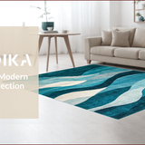 Ultra Soft Area Rug, Non Slip, Stain Resistant, Washable Area Rugs for Living Room, Bedroom, Contemporary Abstract Teal Tones(Blue)