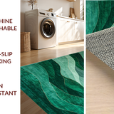 Ultra Soft Area Rug, Non Slip, Stain Resistant, Washable Area Rugs for Living Room, Bedroom, Contemporary Emerald Abstract Aesthetic(Green)