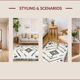 Ultra Soft Area Rug, Non Slip, Stain Resistant, Washable Area Rugs for Living Room, Bedroom, Elegant Neutral Geometric Motif(Gray)