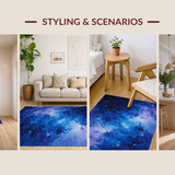 Ultra Soft Area Rug, Non Slip, Stain Resistant, Washable Area Rugs for Living Room, Bedroom, Cosmic Purple and Blue Harmony(Blue)