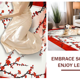 Ultra Soft Area Rug, Non Slip, Stain Resistant, Washable Area Rugs for Living Room, Bedroom, Contemporary Plum Blossom Design(Red)