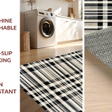 Ultra Soft Area Rug, Non Slip, Stain Resistant, Washable Area Rugs for Living Room, Bedroom, Urban Chic Rug Featuring Graphic Stripe Harmony and Monochrome Dash Artwork(Black)