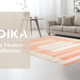 Ultra Soft Area Rug, Non Slip, Stain Resistant, Washable Area Rugs for Living Room, Bedroom, Stylish Transitional Medallion Motif(Orange)
