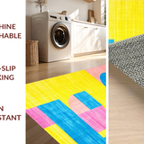 Ultra Soft Area Rug, Non Slip, Stain Resistant, Washable Area Rugs for Living Room, Bedroom, Stylish Artistic Multi-Patterned Visual(Yellow)