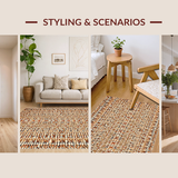 Ultra Soft Area Rug, Non Slip, Stain Resistant, Washable Area Rugs for Living Room, Bedroom, Chic Earthy Geometric Weave(Orange)