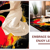Ultra Soft Area Rug, Non Slip, Stain Resistant, Washable Area Rugs for Living Room, Bedroom, Whimsical Black and White Symmetrical Motif(Red)