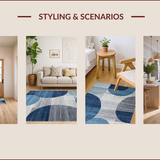 Ultra Soft Area Rug, Non Slip, Stain Resistant, Washable Area Rugs for Living Room, Bedroom, Artistic Subtle Circular Motif(Blue)