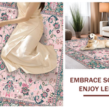 Ultra Soft Area Rug, Non Slip, Stain Resistant, Washable Area Rugs for Living Room, Bedroom, Lush Blush-Infused Rustic Aesthetic(Pink)