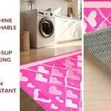 Ultra Soft Area Rug, Non Slip, Stain Resistant, Washable Area Rugs for Living Room, Bedroom, Trendy Abstract Heart Shapes(Pink)