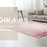 Blush Pink and Mauve Gradient with Abstract Floral Leaf Motifs(Beige)