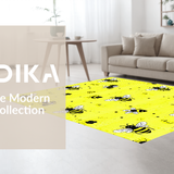 Ultra Soft Area Rug, Non Slip, Stain Resistant, Washable Area Rugs for Living Room, Bedroom, Whimsical Bee Mosaic Artwork(Yellow)