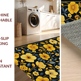 Ultra Soft Area Rug, Non Slip, Stain Resistant, Washable Area Rugs for Living Room, Bedroom, Lively Textured Floral Elegance(Yellow)