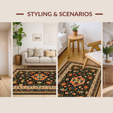 Ultra Soft Area Rug, Non Slip, Stain Resistant, Washable Area Rugs for Living Room, Bedroom, Artistic Black and Orange Visuals(Black)