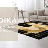 Ultra Soft Area Rug, Non Slip, Stain Resistant, Washable Area Rugs for Living Room, Bedroom, Striking Modern Abstract Composition(Gold)