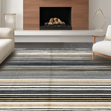 Ultra Soft Area Rug, Non Slip, Stain Resistant, Washable Area Rugs for Living Room, Bedroom, Black White Striped Floor Carpet, Bold Style(Black)