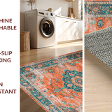 Ultra Soft Area Rug, Non Slip, Stain Resistant, Washable Area Rugs for Living Room, Bedroom, Chic Orange and Teal Abstract Look(Orange)