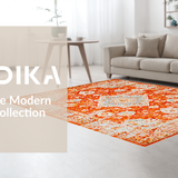 Ultra Soft Area Rug, Non Slip, Stain Resistant, Washable Area Rugs for Living Room, Bedroom, Striking Retro Diamond Pattern Blend(Orange)