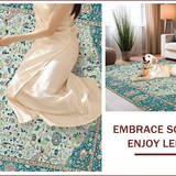 Ultra Soft Area Rug, Non Slip, Stain Resistant, Washable Area Rugs for Living Room, Bedroom, Eclectic Pastel Floral Arrangement(Blue)