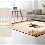 Ultra Soft Area Rug, Non Slip, Stain Resistant, Washable Area Rugs for Living Room, Bedroom, Chic Rustic Deer Imagery(Beige)
