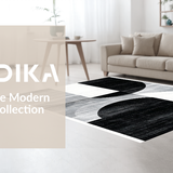 Ultra Soft Area Rug, Non Slip, Stain Resistant, Washable Area Rugs for Living Room, Bedroom, Dynamic Silver Lattice Arrangement(Black)