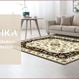 Ultra Soft Area Rug, Non Slip, Stain Resistant, Washable Area Rugs for Living Room, Bedroom, Traditional Elegant Floral Medallion(Black)